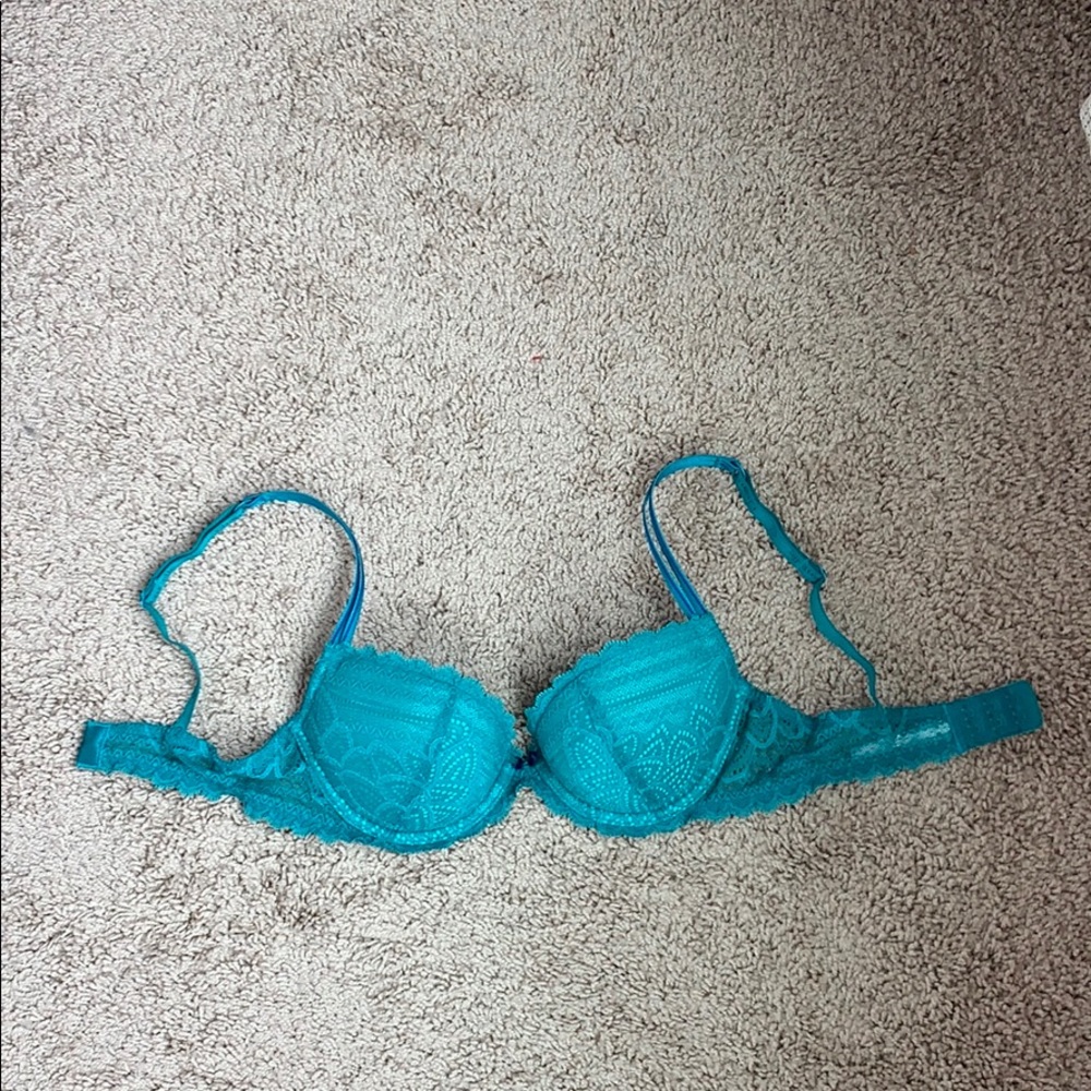 Chantelle teal green lace bra 32 C